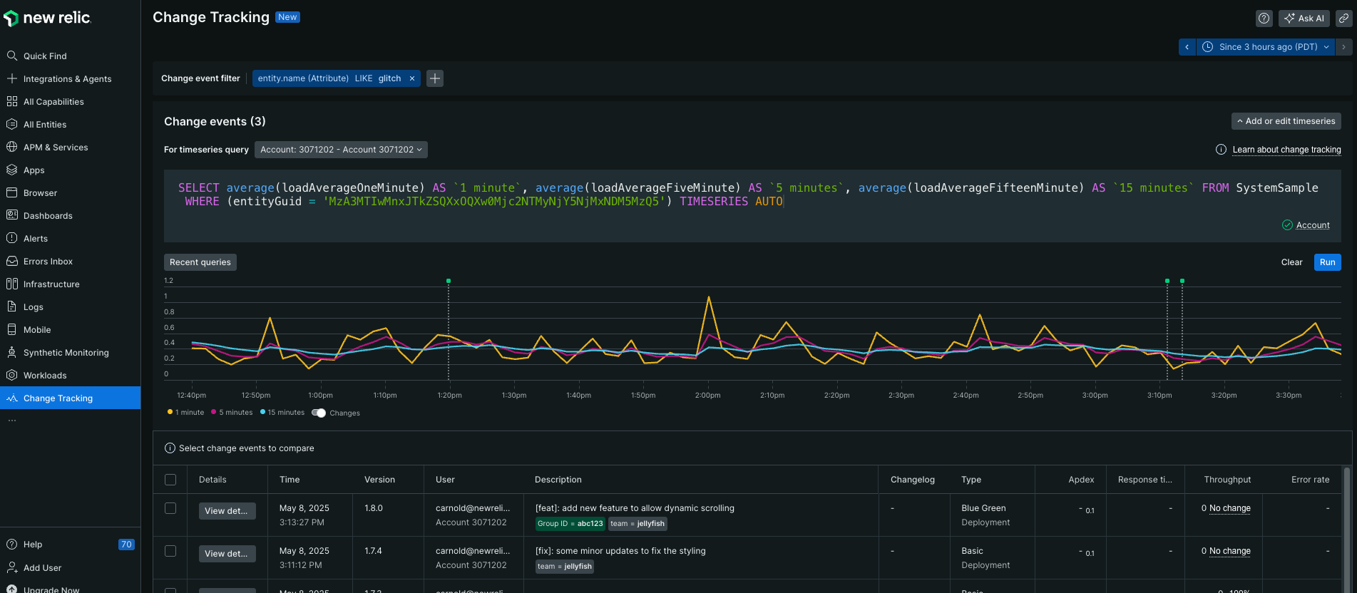 Change Tracking Events Plus Timeseries Data