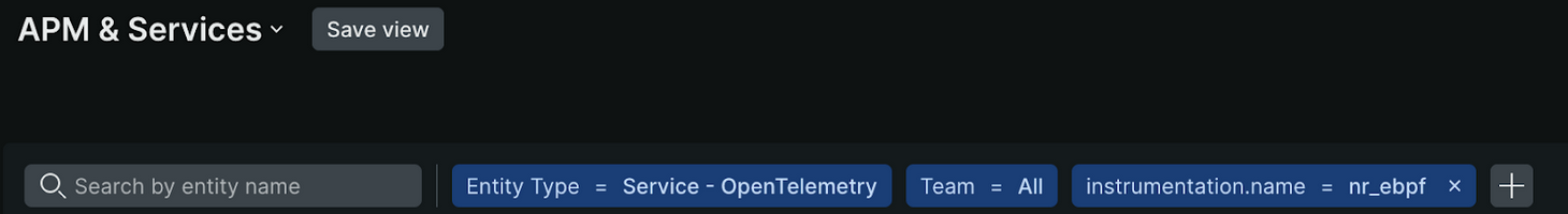 eBPF filter for eBPF data in New Relic OpenTelemetry UI