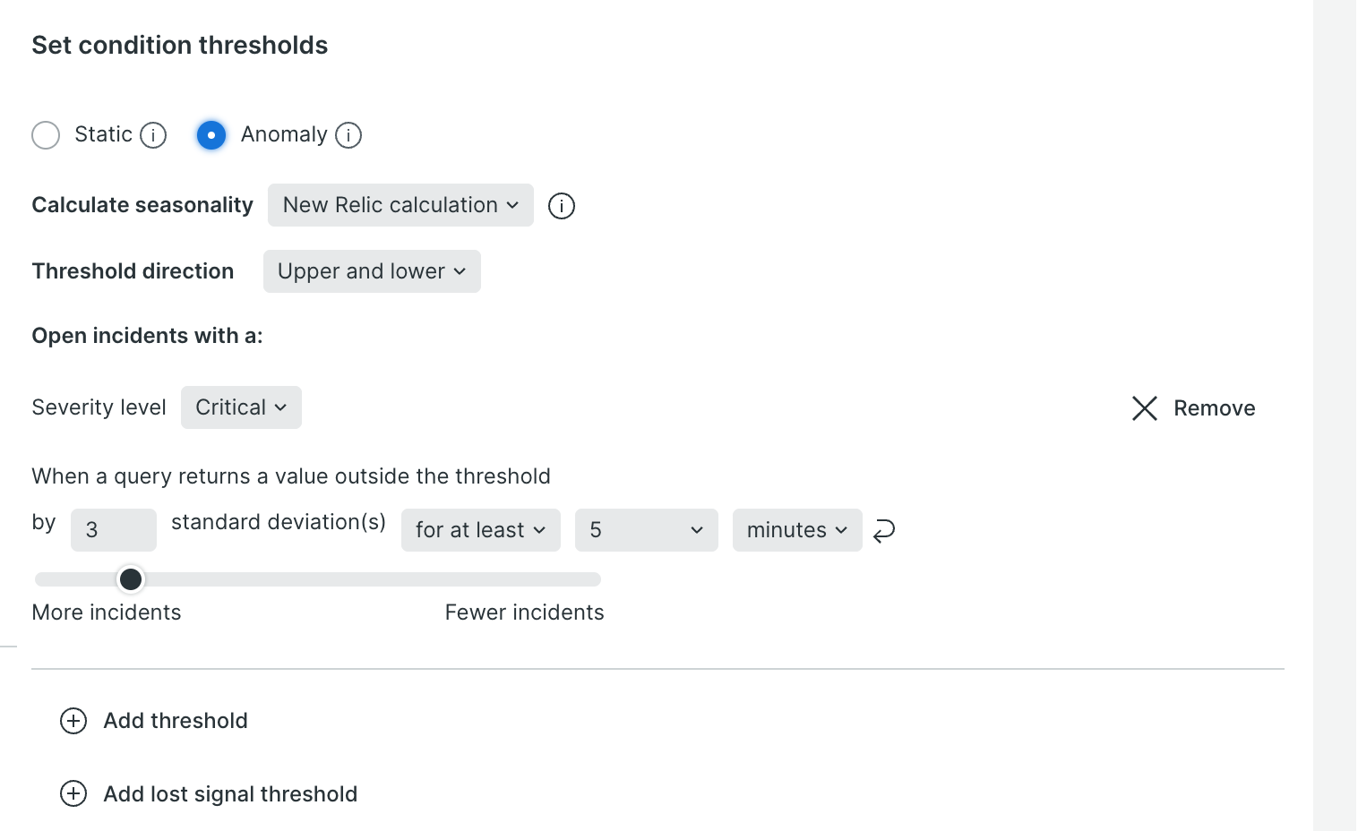 Seasonality in the alert configuration form